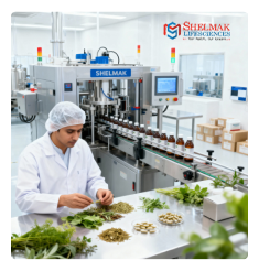 Modern automated pharmaceutical machinery at Shelmak Lifesciences